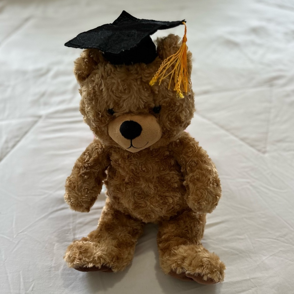 Graduation bear plush stuffed animal with cap and tassel